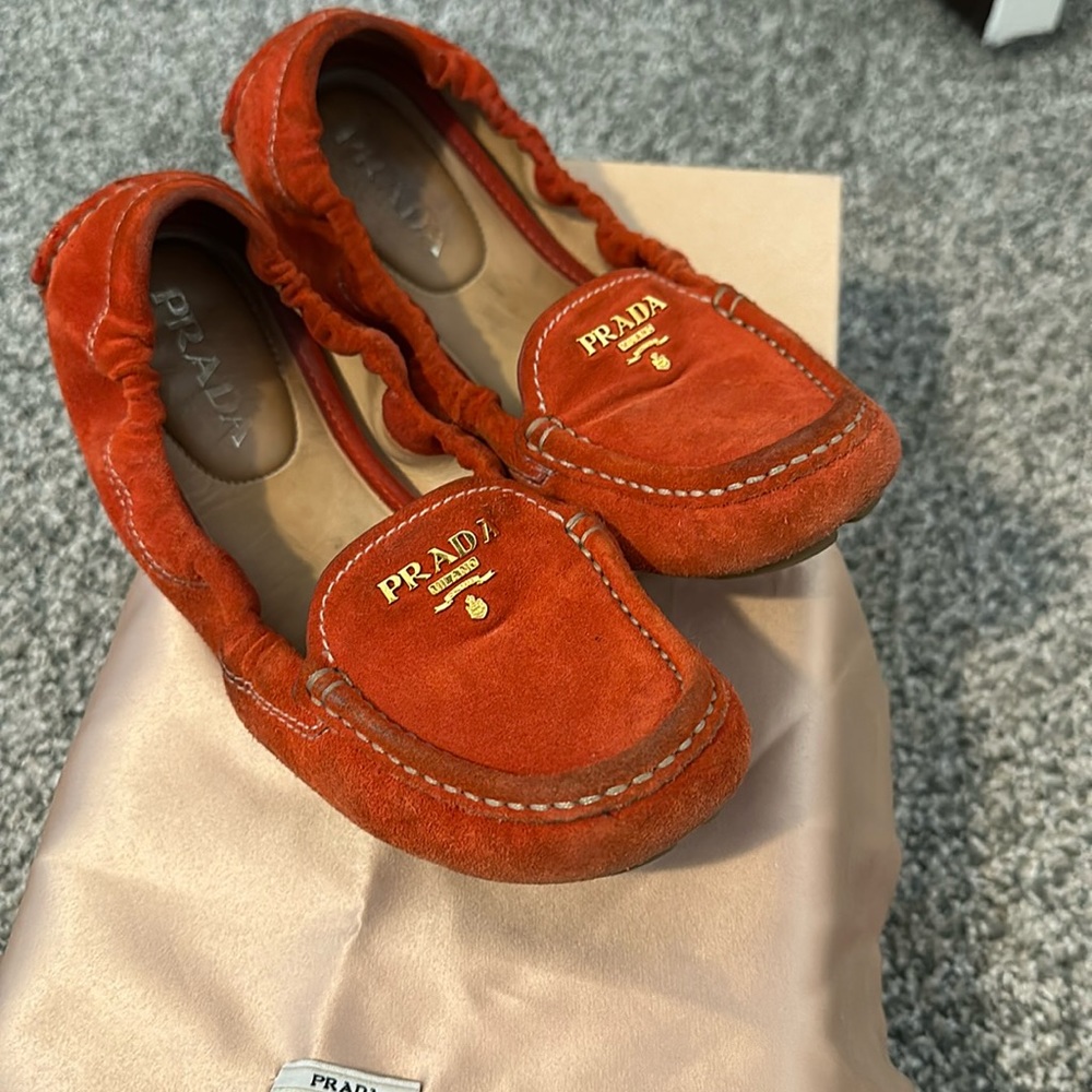 Prada Loafer Moc Red Suede 37.5